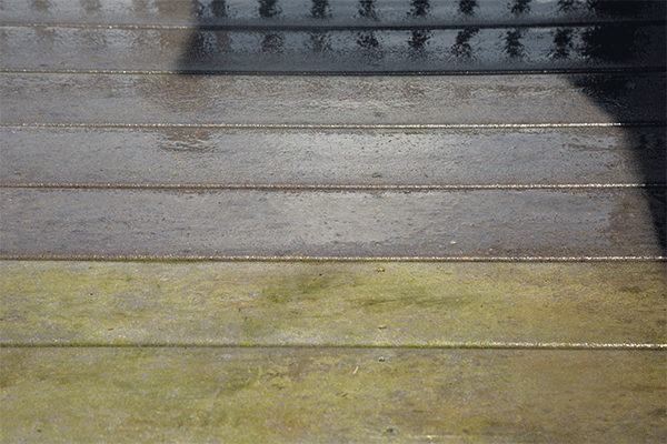 Before and after deck wash