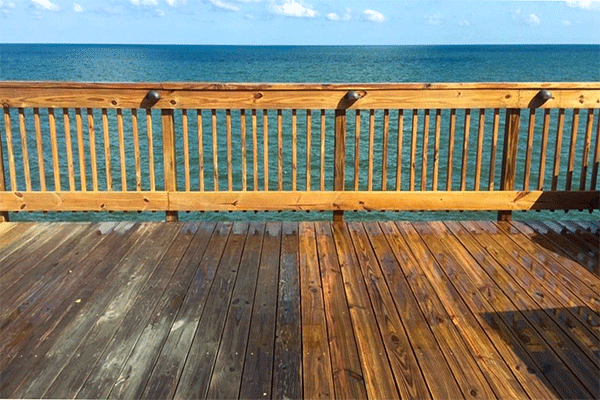 Before and after deck wash