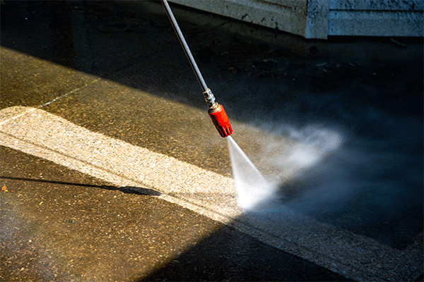 Power washing a patio