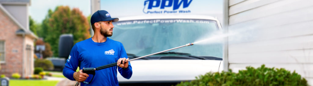 Power Washing Exterior of a Home to Sanitize