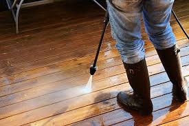 Hydro Savage Pressure Washing technician power washing a deck